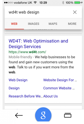 Mobile Search Results Showing Mobile Friendly Label