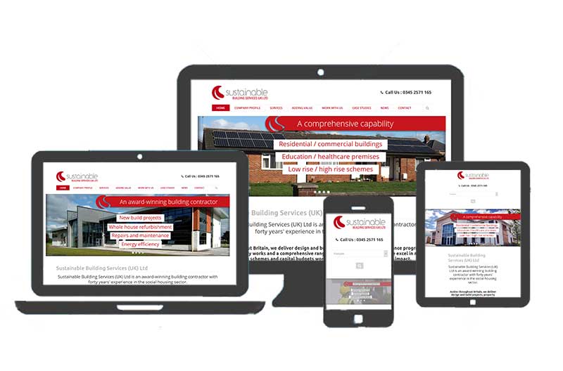 Multiple device views of Sustainable Building Services web site