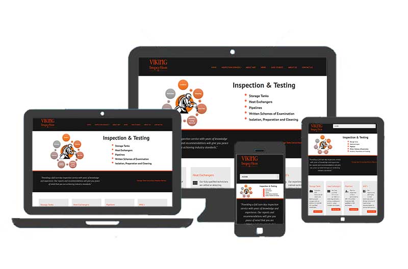 Multiple device views of Viking Inspection web site